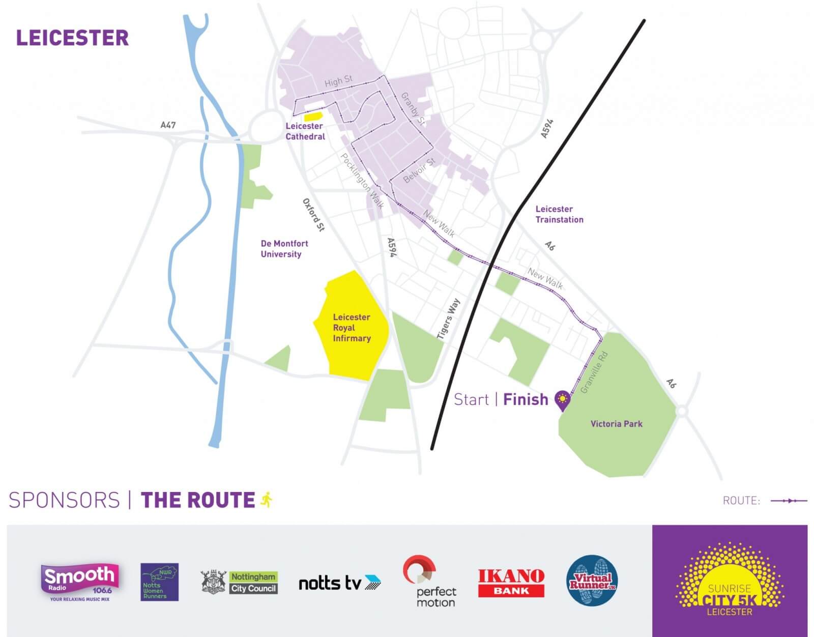 Leicester Map Sunrise City 5K   Leicester Map 